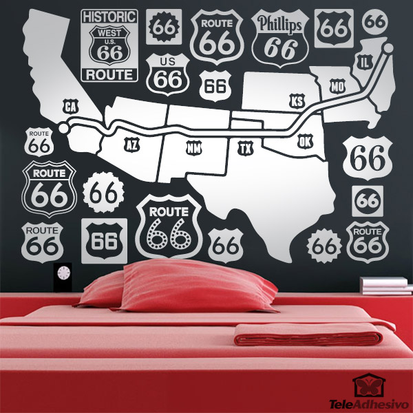 Wall Stickers: Map and logos Route 66