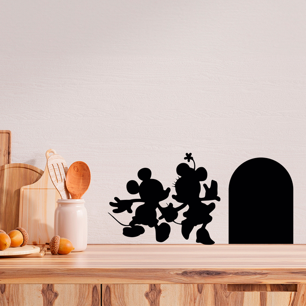 Wall Stickers: Mickey and Minnie hole skirting board