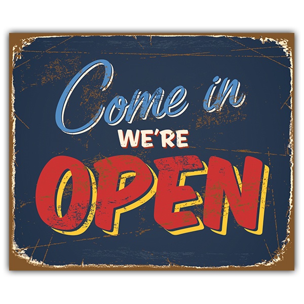 Wall Stickers: Come in we are open sign retro