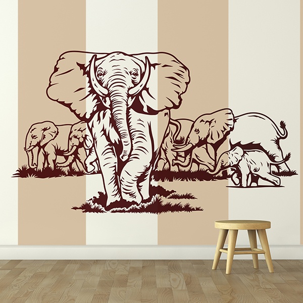 Wall Stickers: Herd of elephants