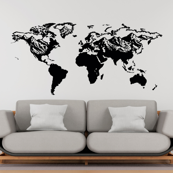 Wall Stickers: Map Mundi relief mountains