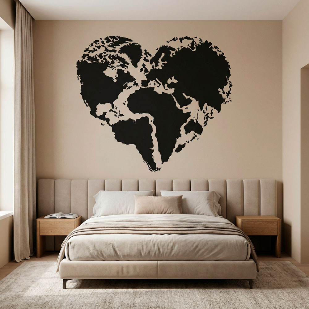 Wall Stickers: Heart Map Mundi