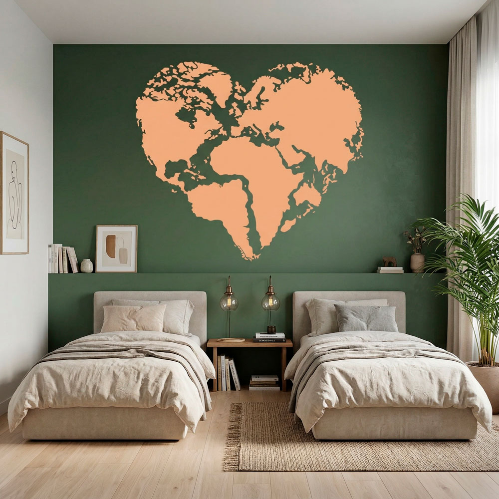 Wall Stickers: Heart Map Mundi