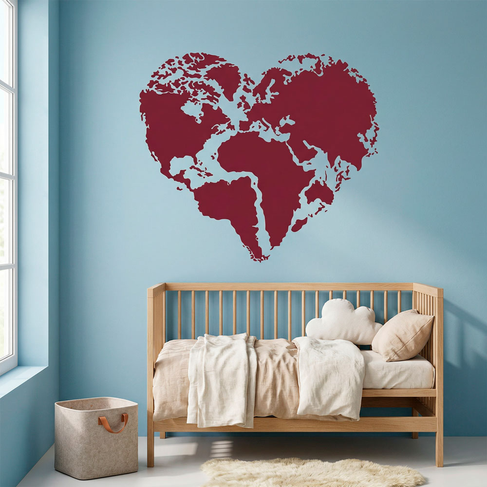 Wall Stickers: Heart Map Mundi