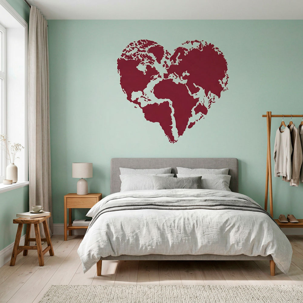 Wall Stickers: Heart Map Mundi