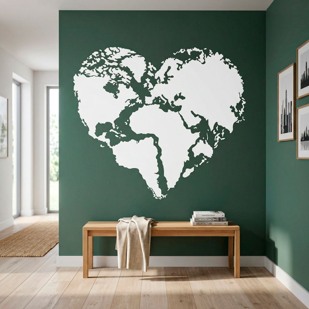 Wall Stickers: Heart Map Mundi