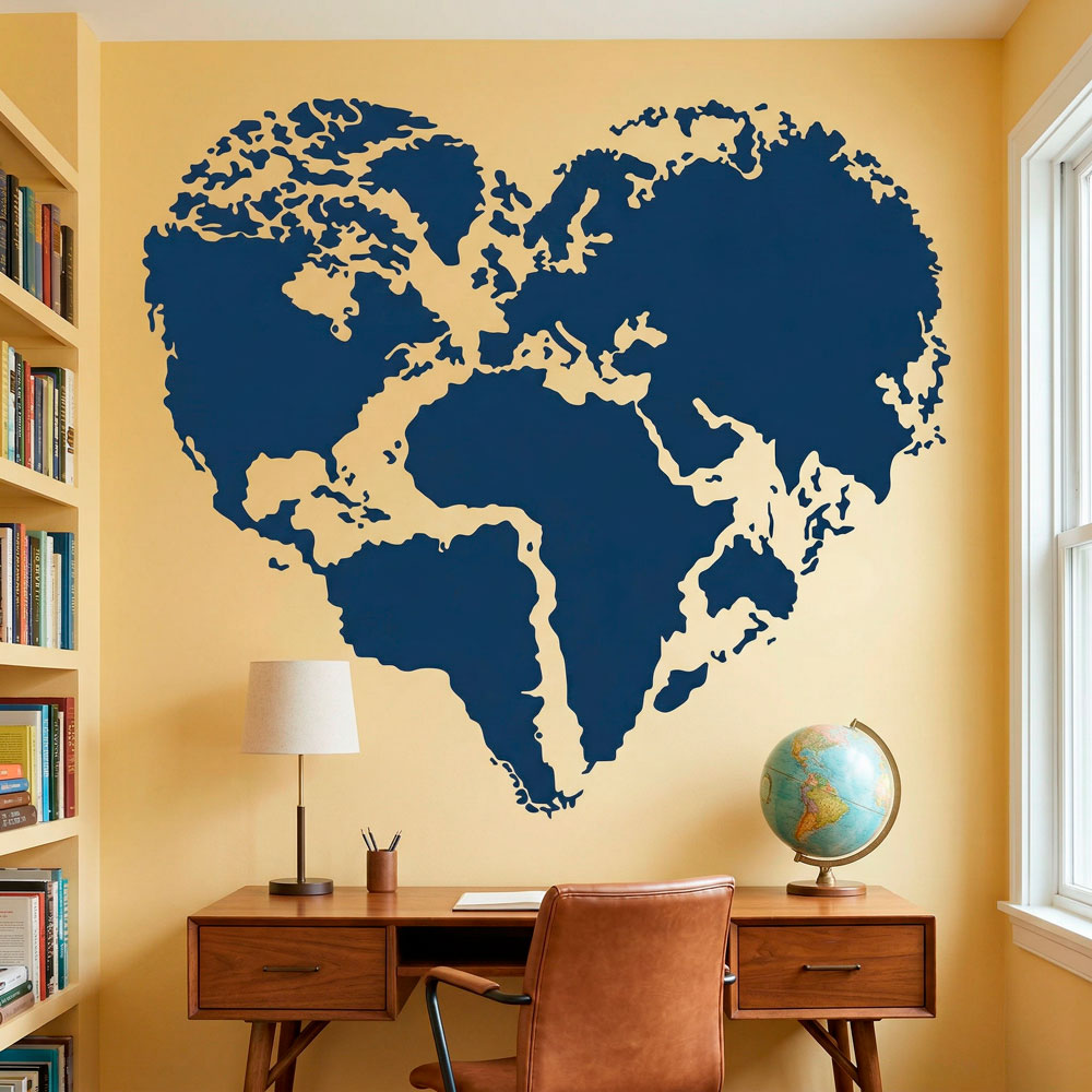 Wall Stickers: Heart Map Mundi
