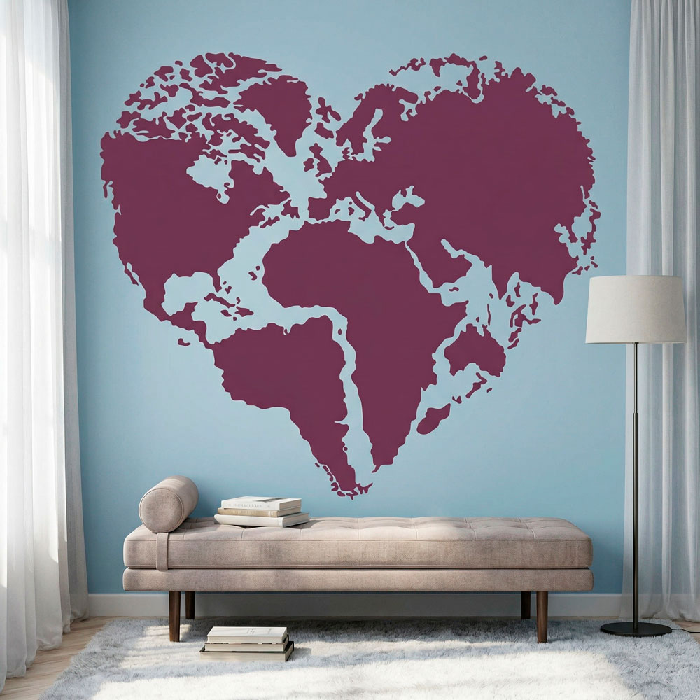 Wall Stickers: Heart Map Mundi