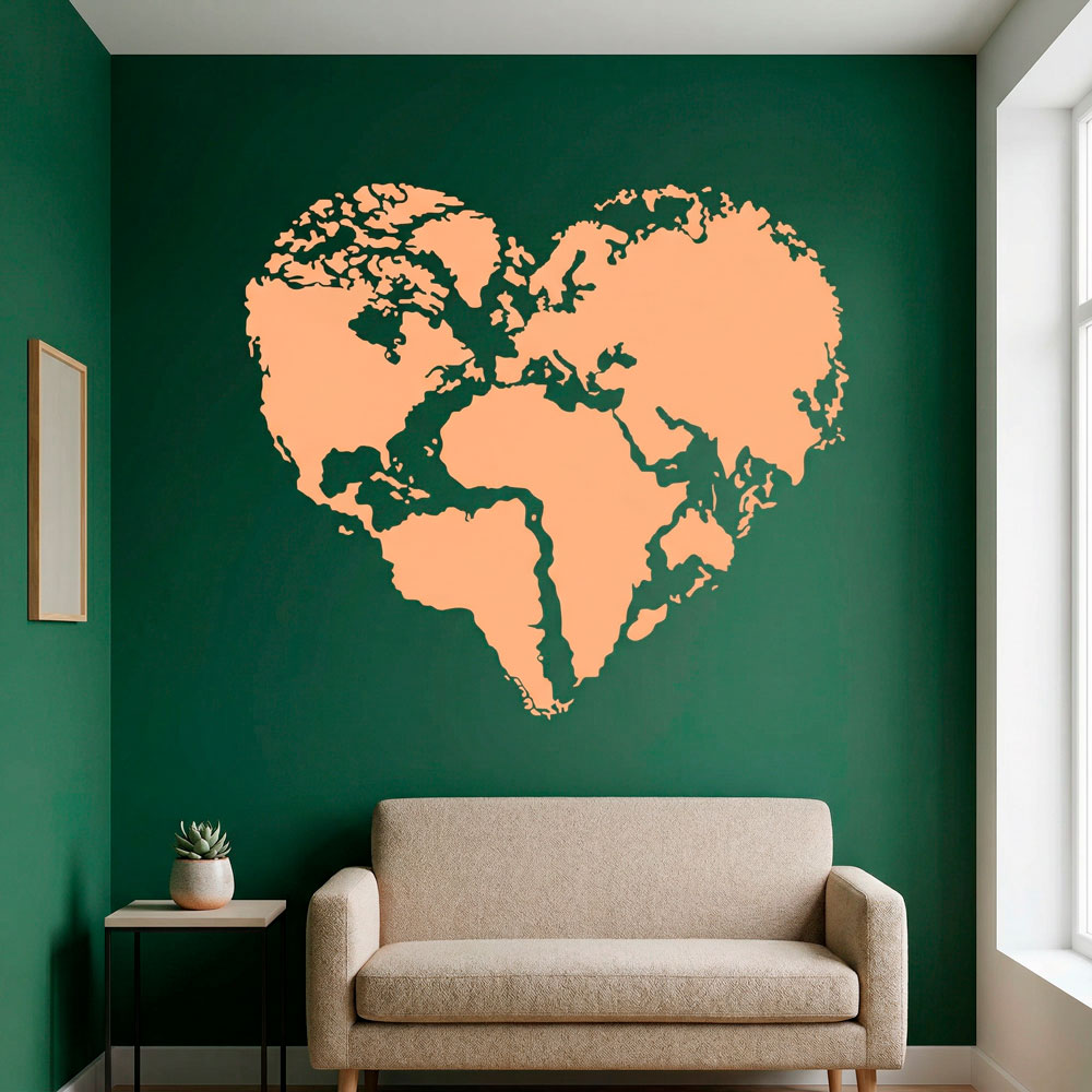 Wall Stickers: Heart Map Mundi