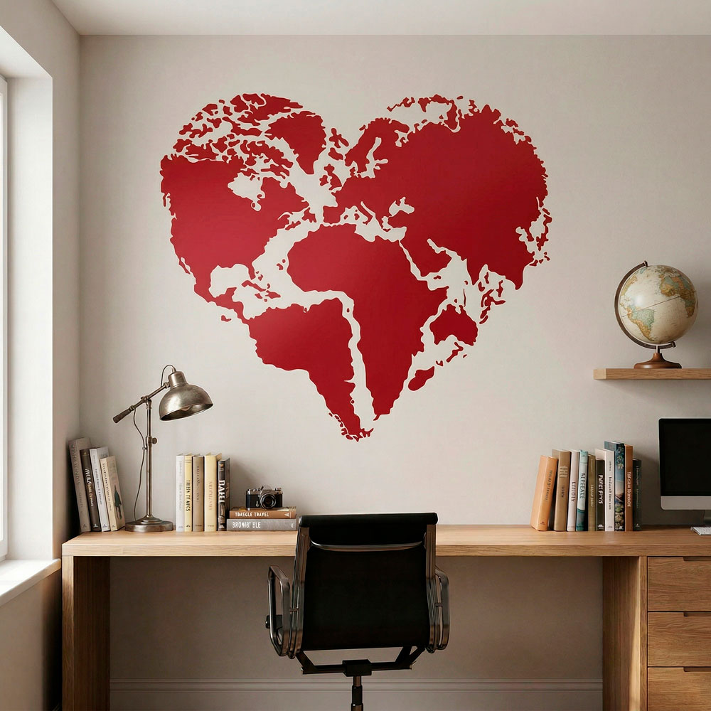 Wall Stickers: Heart Map Mundi