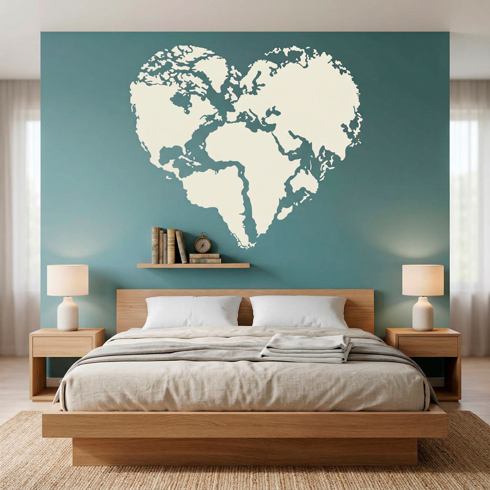 Wall Stickers: Heart Map Mundi