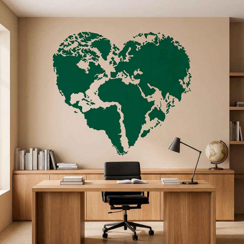 Wall Stickers: Heart Map Mundi
