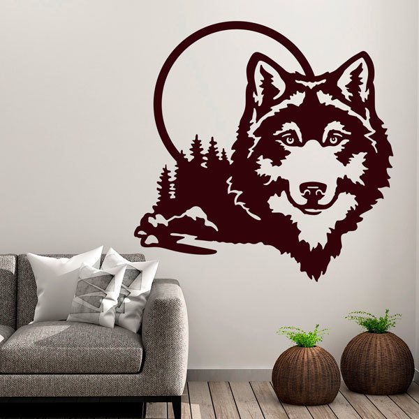 Wall Stickers: Wolf with full moon