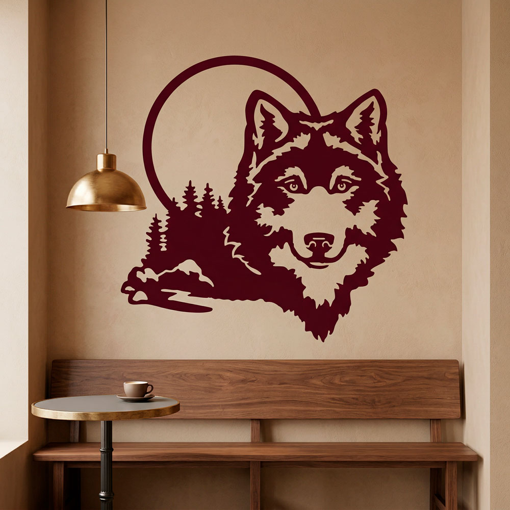 Wall Stickers: Wolf with full moon