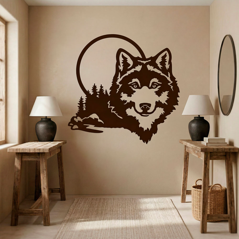Wall Stickers: Wolf with full moon