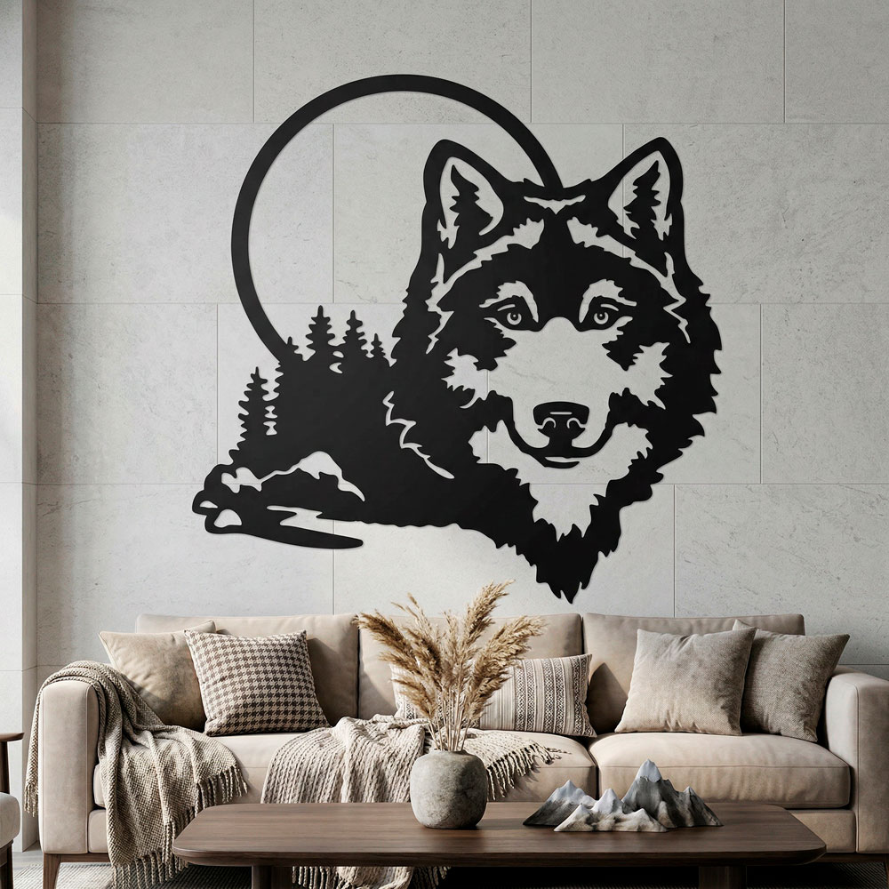 Wall Stickers: Wolf with full moon