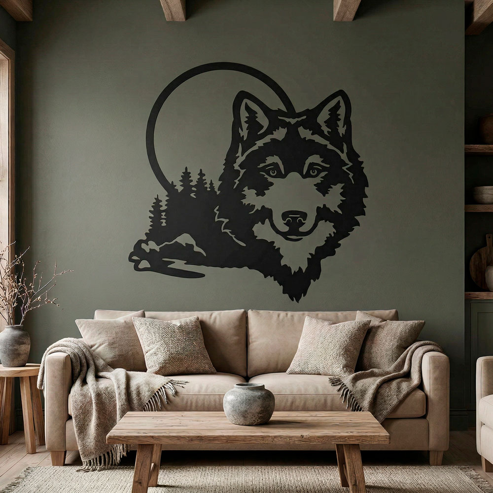 Wall Stickers: Wolf with full moon