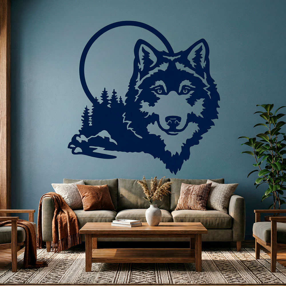 Wall Stickers: Wolf with full moon