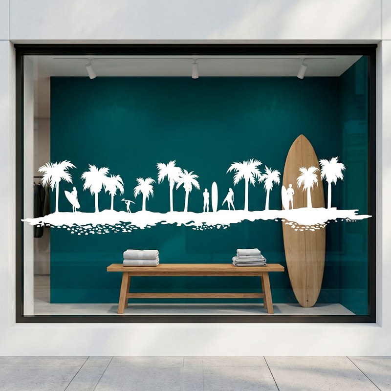 Palm Trees and Surfers Silhouette 2