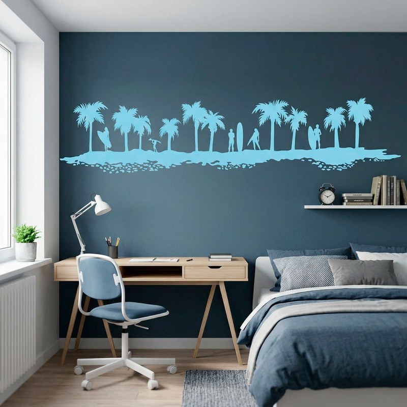 Palm Trees and Surfers Silhouette 4