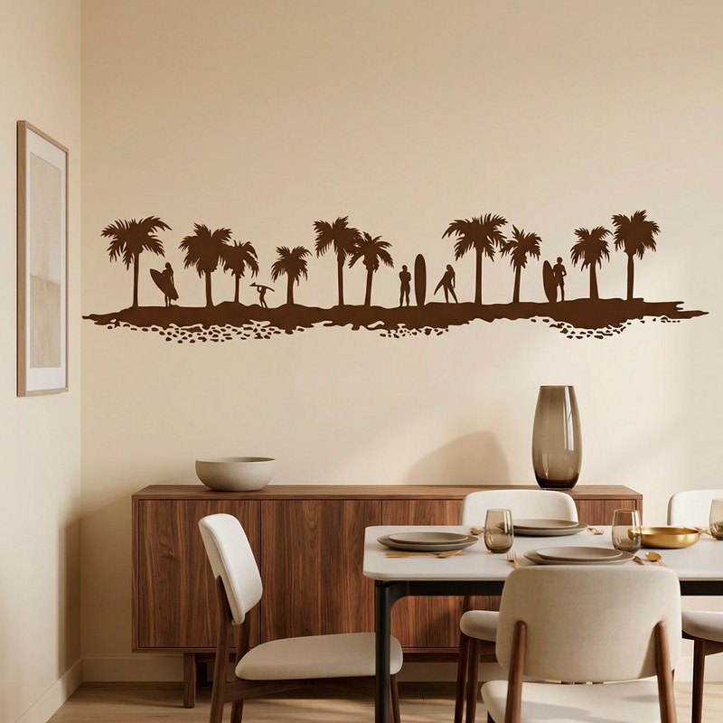 Palm Trees and Surfers Silhouette 6