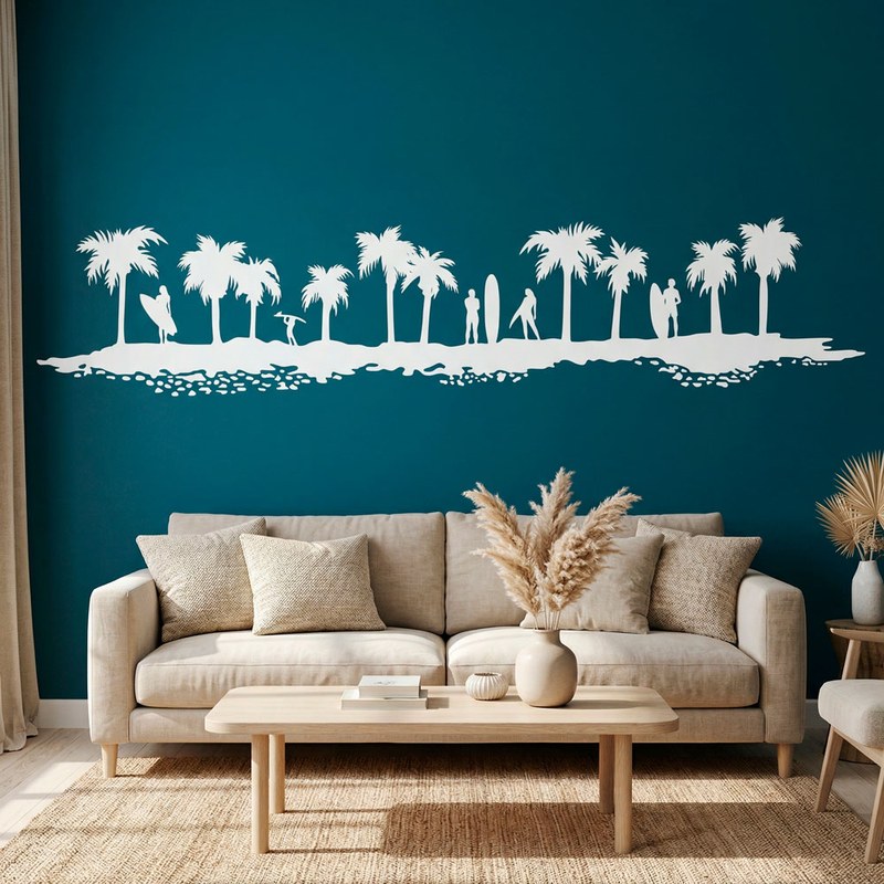 Palm Trees and Surfers Silhouette 7