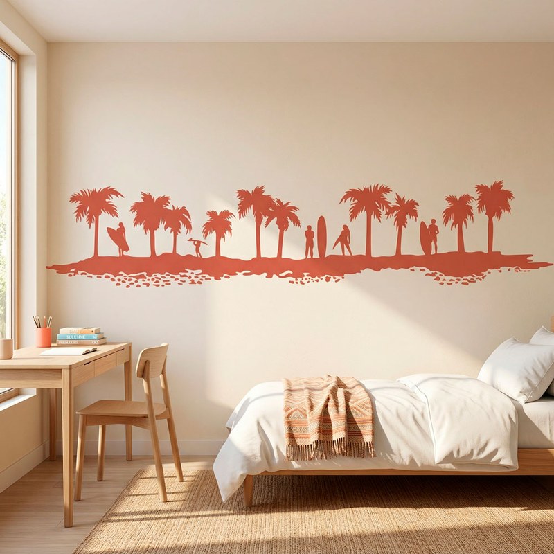 Palm Trees and Surfers Silhouette 8