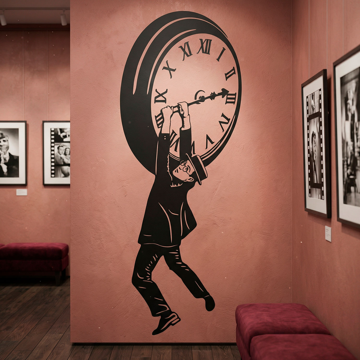 Wall Stickers: Harold Lloyd hanging from the clock