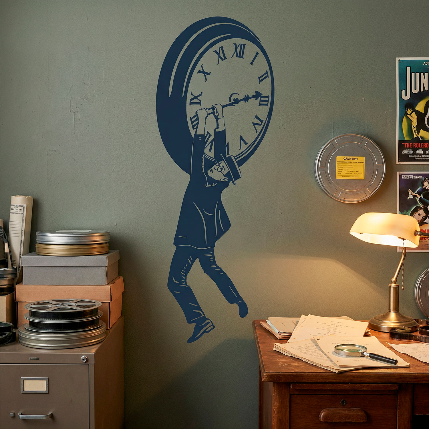 Wall Stickers: Harold Lloyd hanging from the clock
