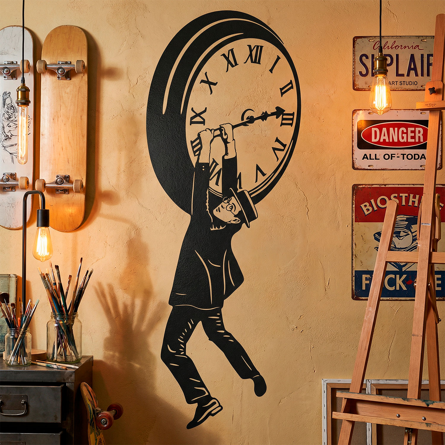 Wall Stickers: Harold Lloyd hanging from the clock