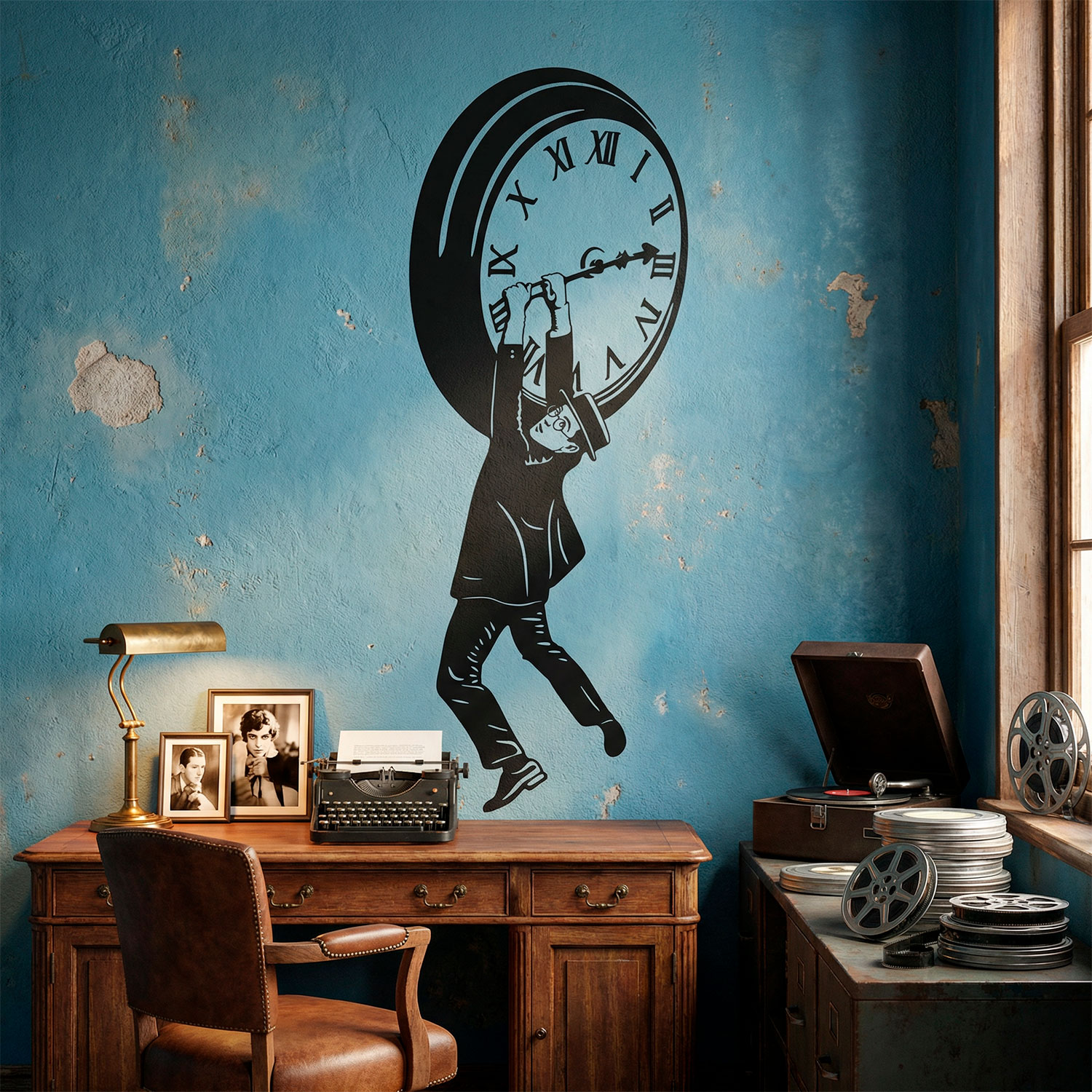 Wall Stickers: Harold Lloyd hanging from the clock