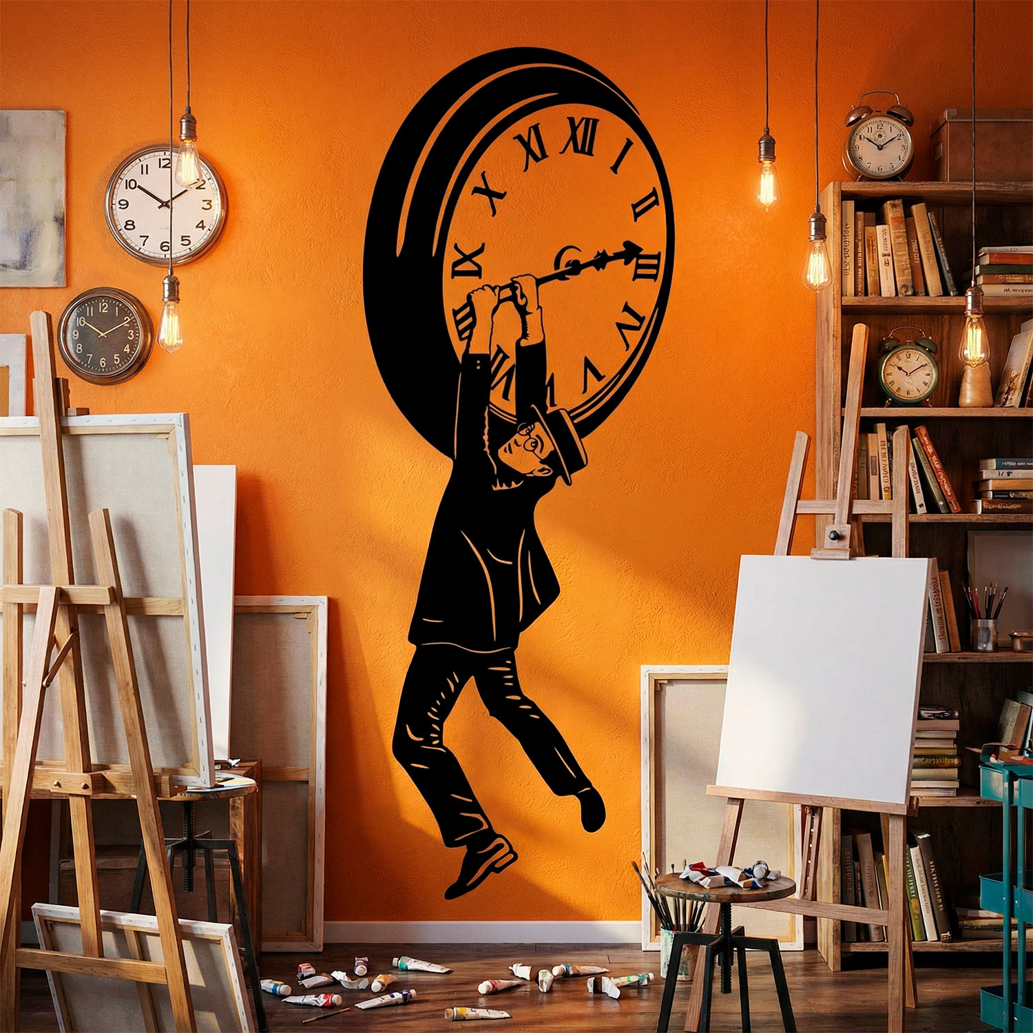 Wall Stickers: Harold Lloyd hanging from the clock