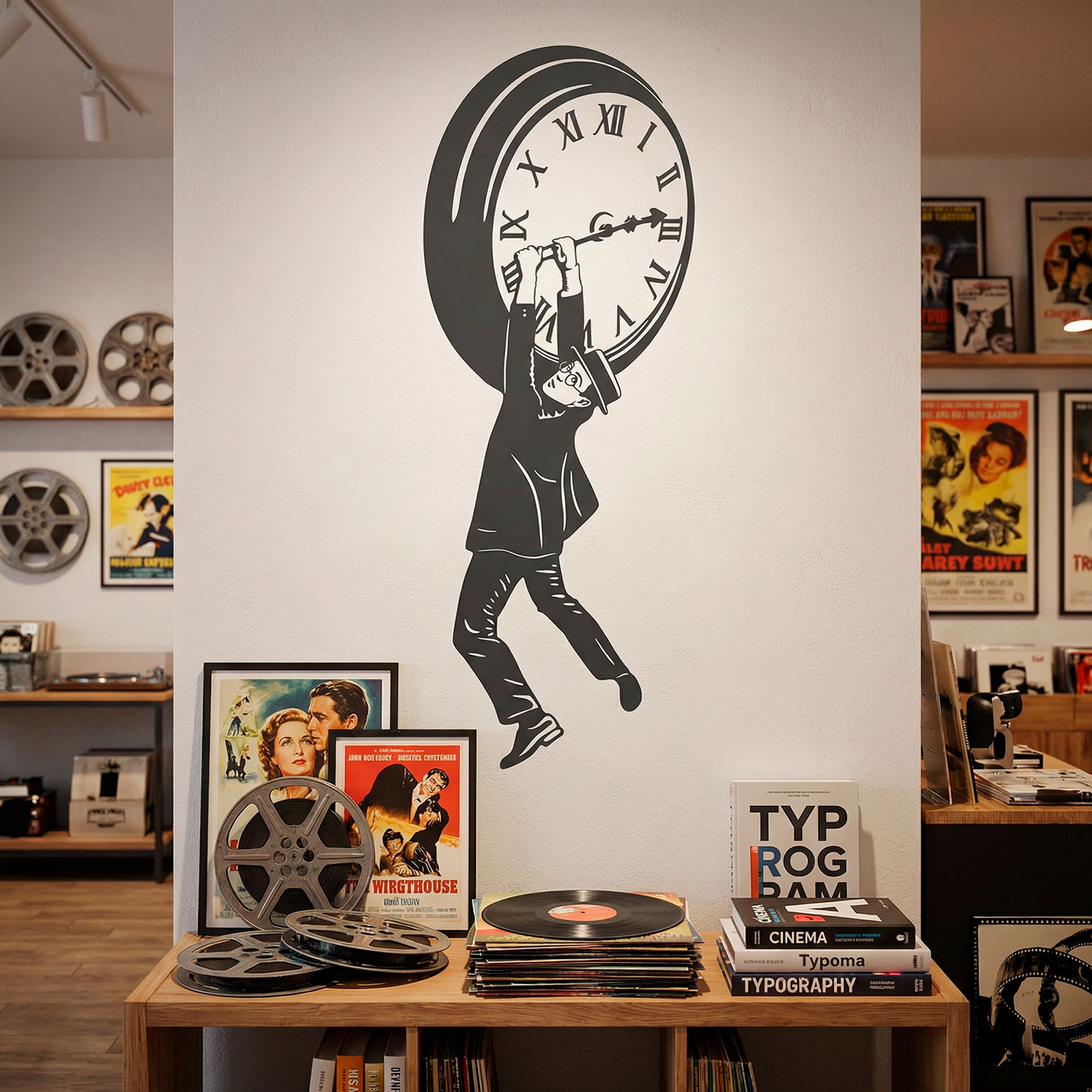 Wall Stickers: Harold Lloyd hanging from the clock