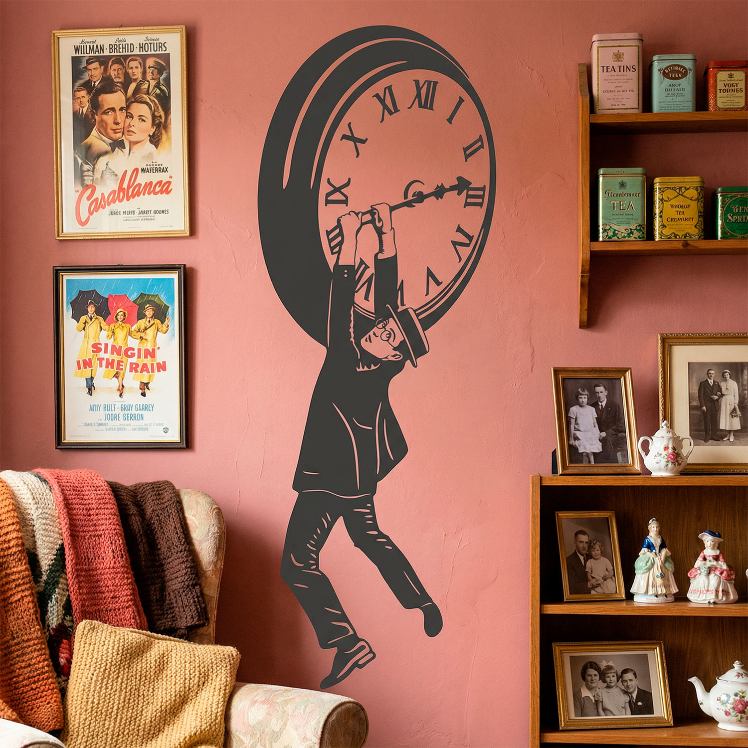 Wall Stickers: Harold Lloyd hanging from the clock