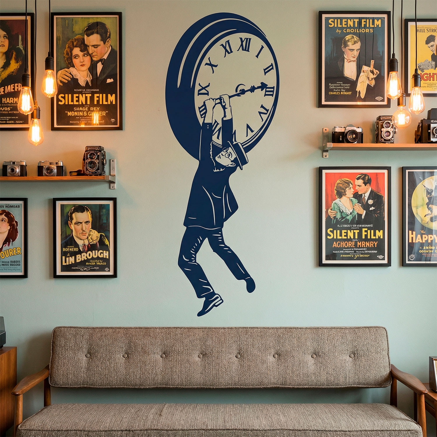 Wall Stickers: Harold Lloyd hanging from the clock