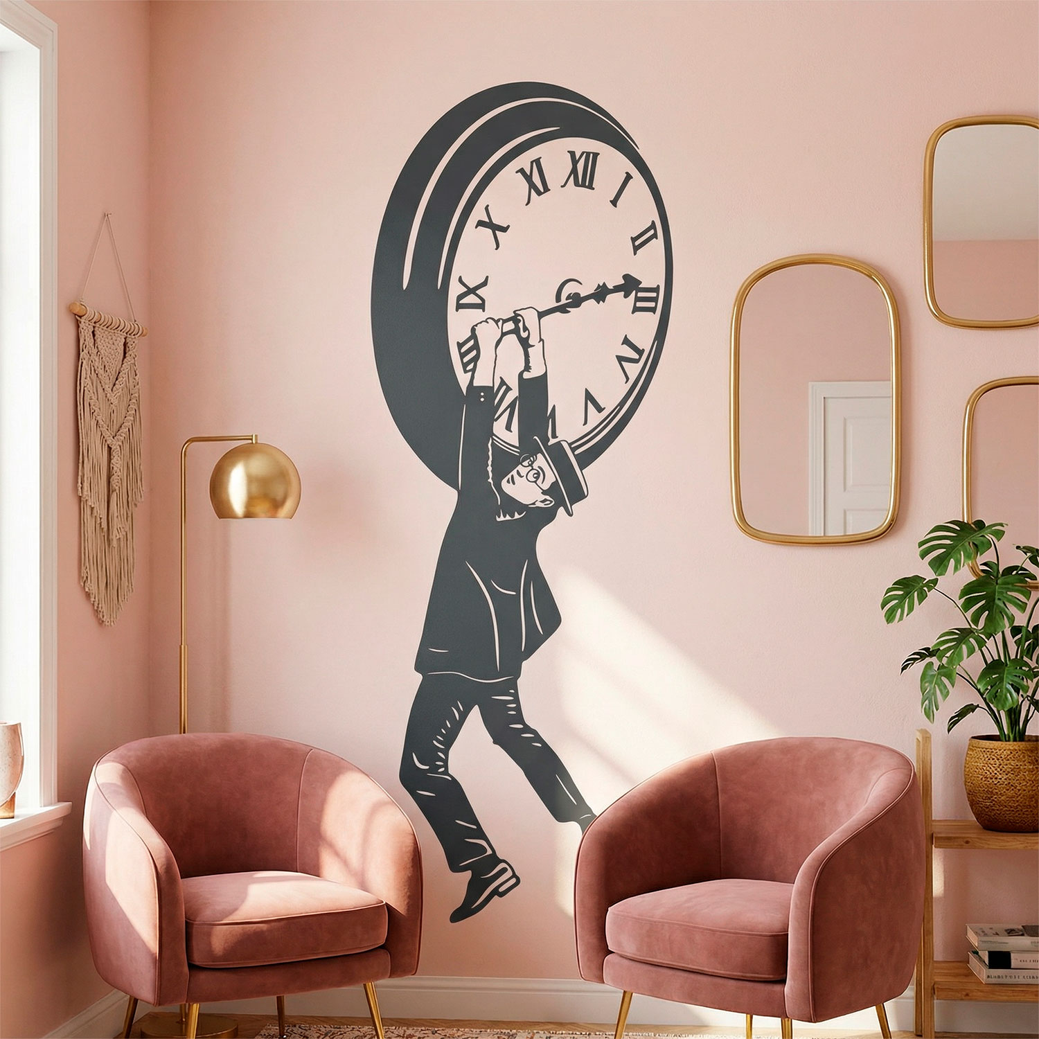 Wall Stickers: Harold Lloyd hanging from the clock