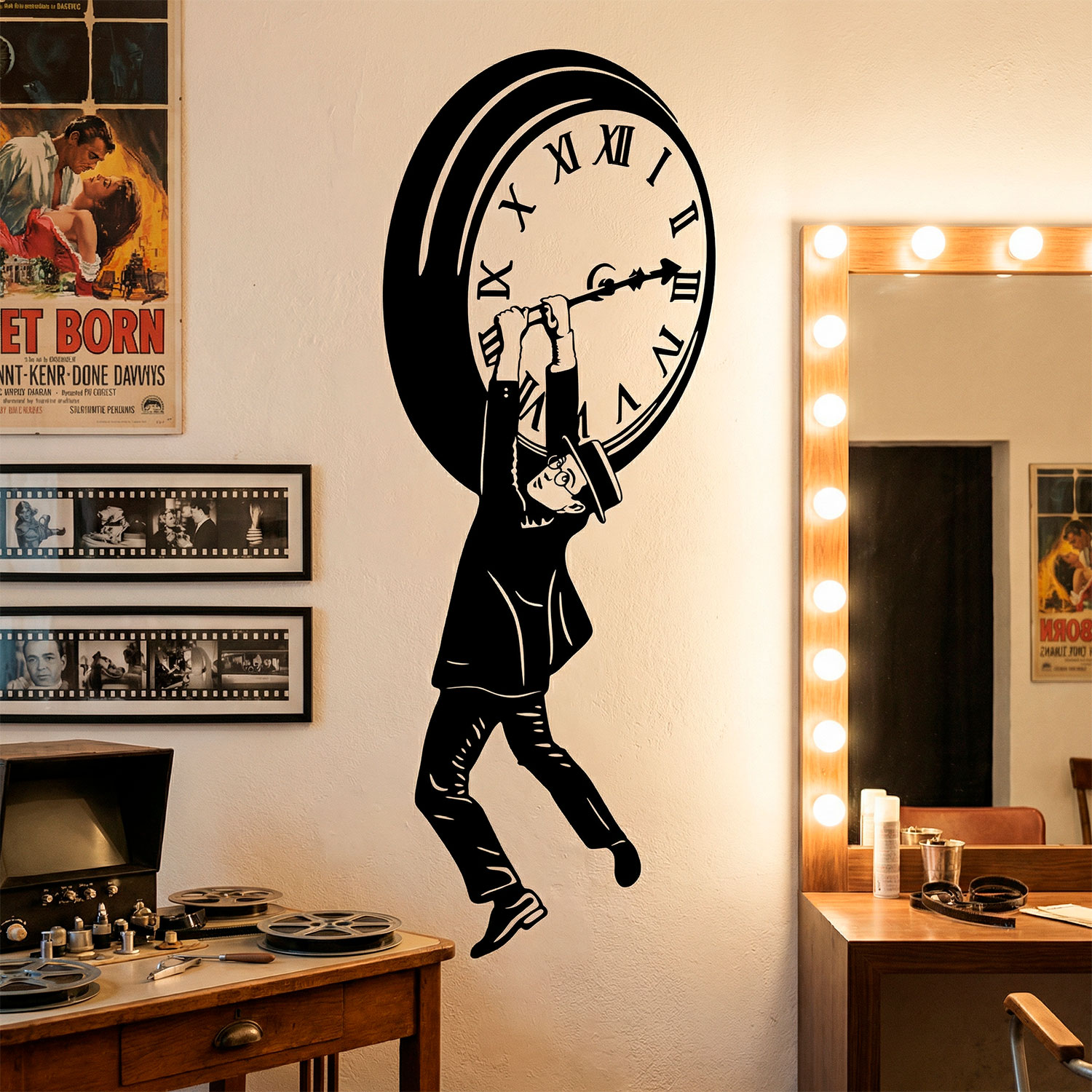 Wall Stickers: Harold Lloyd hanging from the clock
