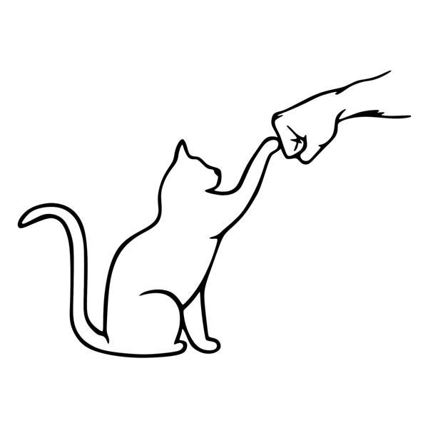 Wall Stickers: Cat and Hand Decorative Vinyl Sticker
