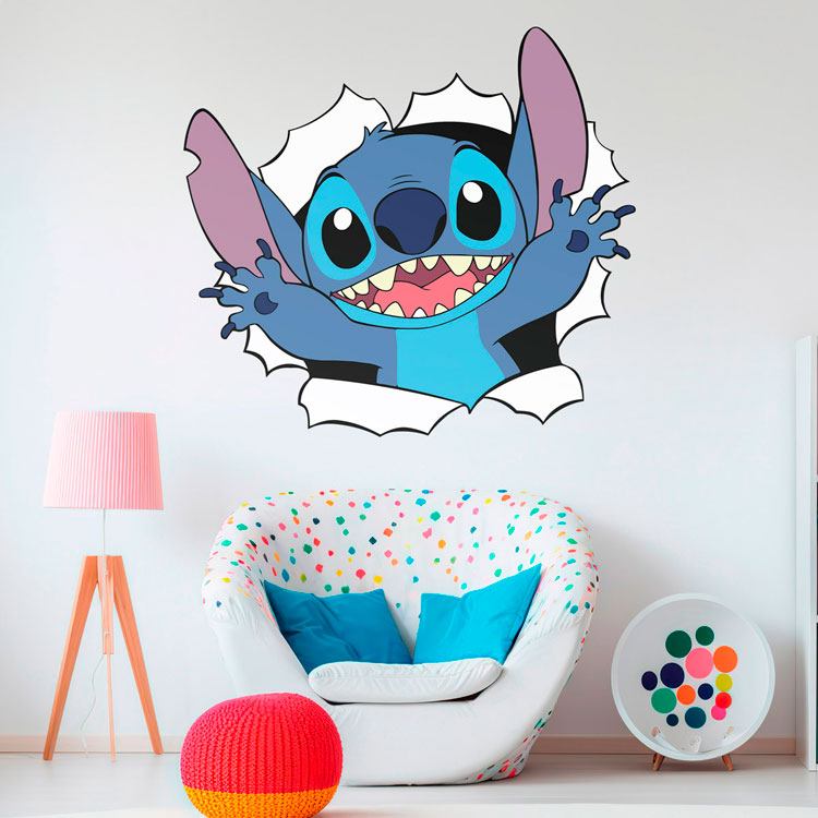 Stickers for Kids: Stitch breaking through the wall