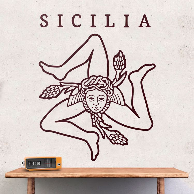 Wall Stickers: Decorative Vinyl of Sicily's Coat of Arms with Tri