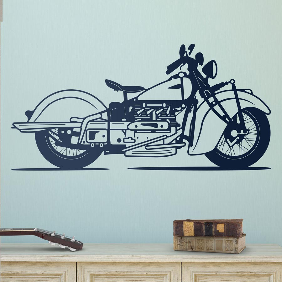 Wall Stickers: Classic Retro Motorcycle