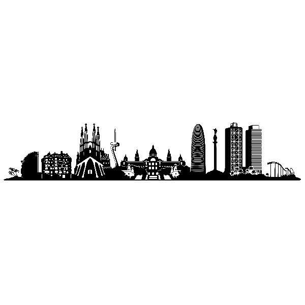 Barcelona Skyline Decal Vinyl Wall Sticker Art World Country Silhouette 