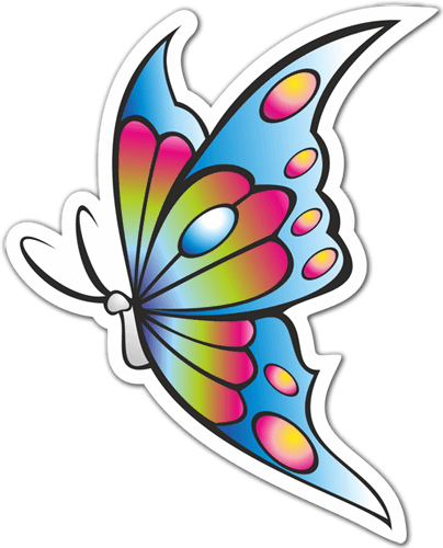 Car & Motorbike Stickers: Coloured butterfly 0