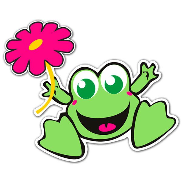 Car & Motorbike Stickers: Frog with flower