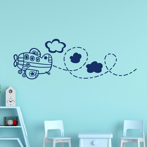 Stickers for Kids: Airplane between the clouds 0