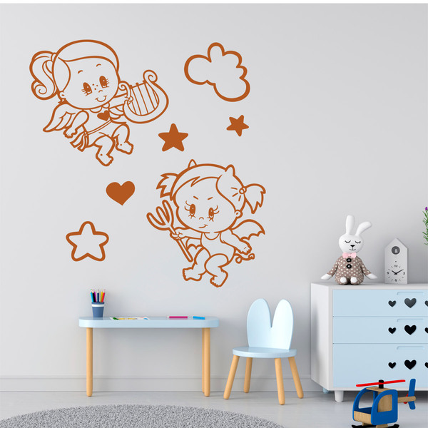 Stickers for Kids: Angel and demon babies
