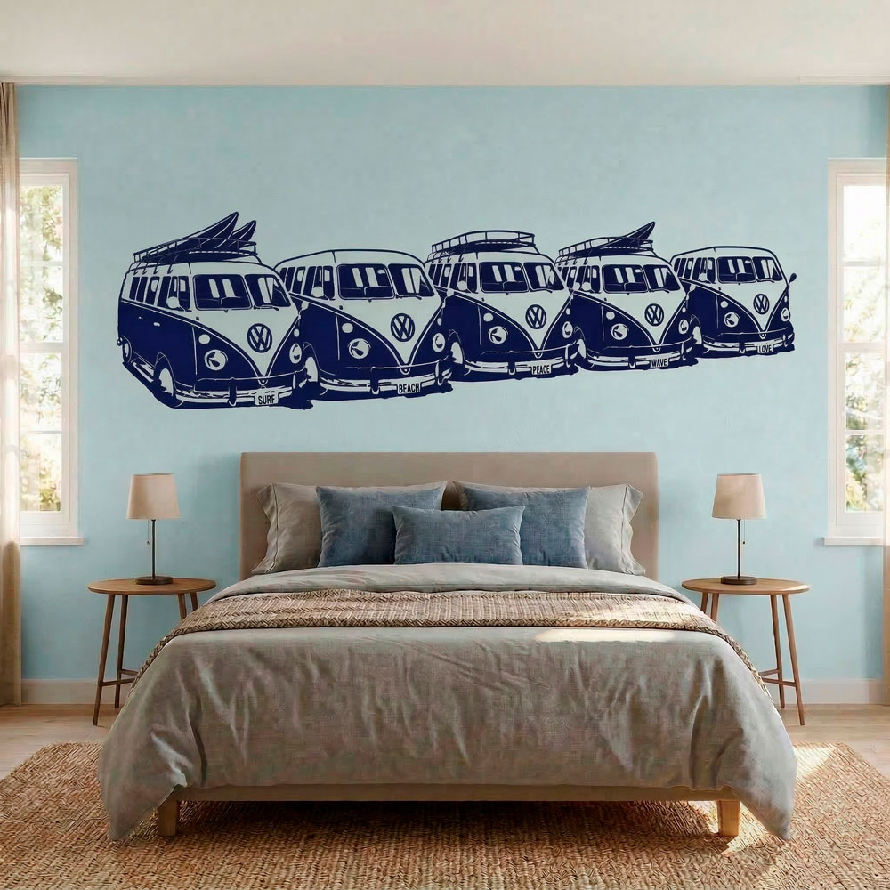 Wall Stickers: 5 Surfer VW Vans