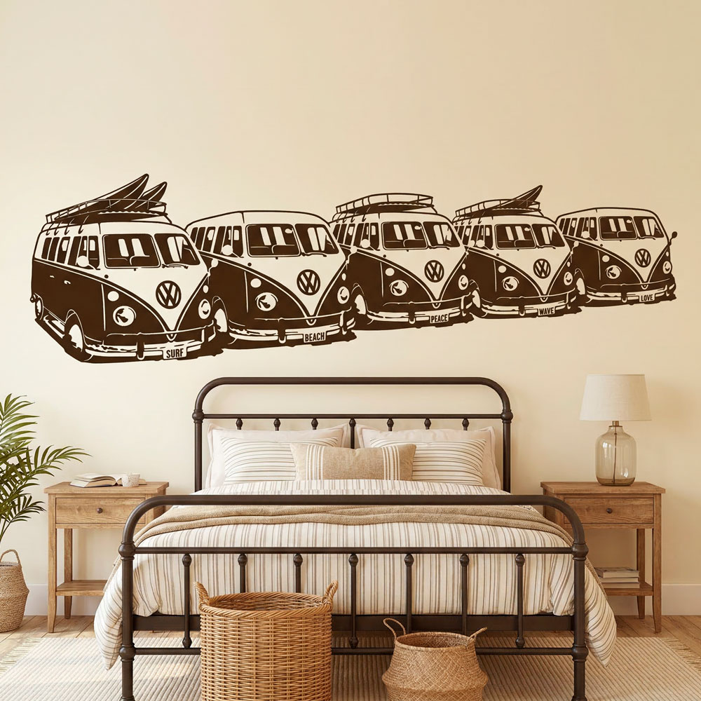 Wall Stickers: 5 Surfer VW Vans