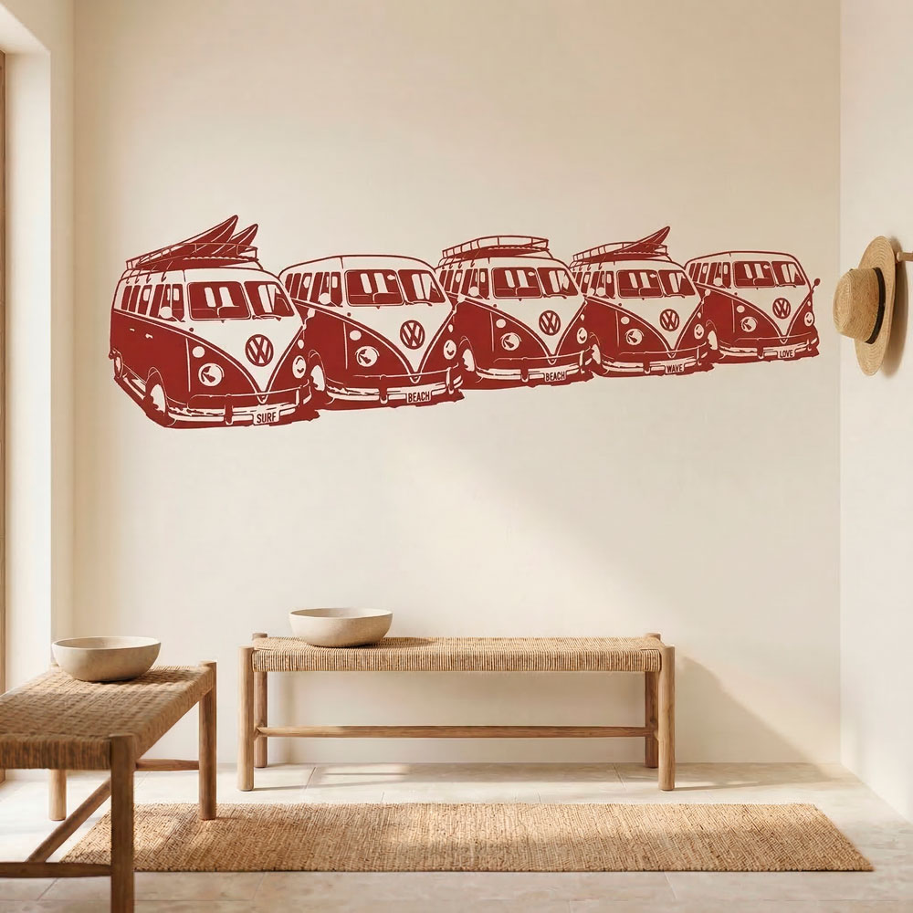Wall Stickers: 5 Surfer VW Vans
