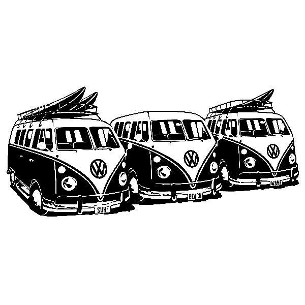 Wall Stickers: 3 Volkswagen Surf Vans